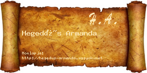 Hegedűs Armanda névjegykártya